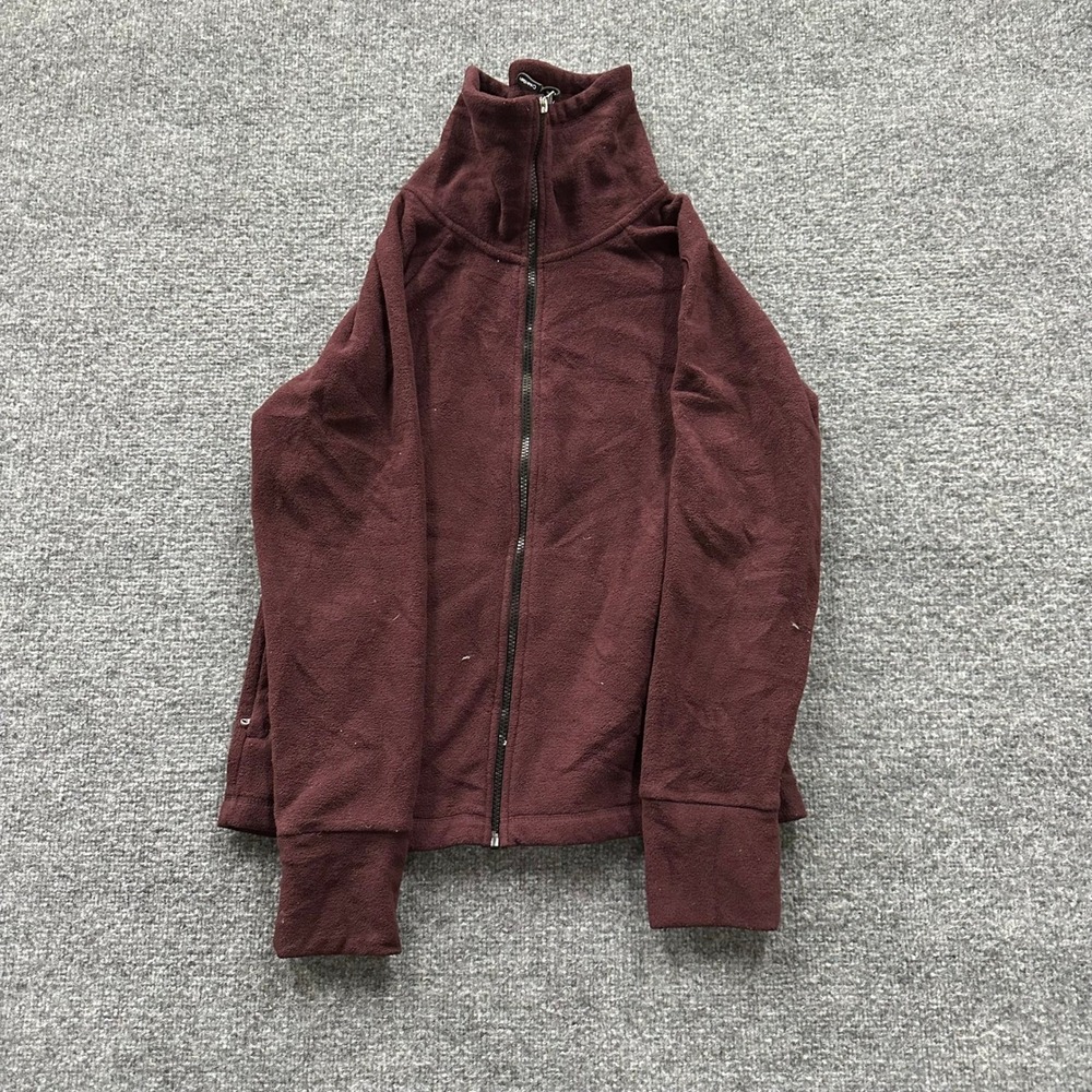 Calvin Klein Fleece Jacket Womens Size Small Burgundy Full Zip Performance Mock
